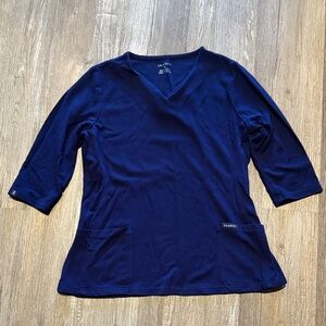 Jaanuu Navy Blue 3/4 Sleeve Scrub Set